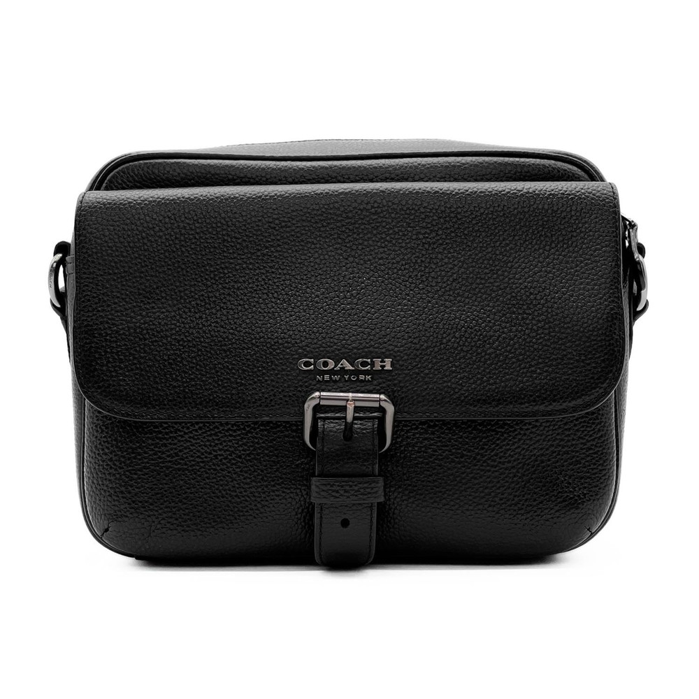 COACH Hudson Crossbody Shoulder Bag with Logo, C5399, Leather, Black, Men's